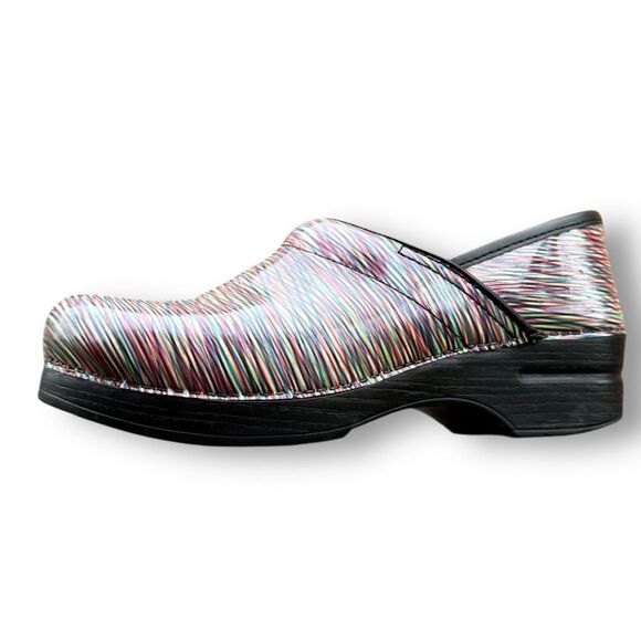 Dansko Multi Striped Professional Patent Leather Clogs Shoes EU 41 / 10.5 - 11 - Picture 4 of 15
